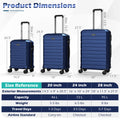 3-Piece Hardside Luggage Set Lightweight Hardside Suitcases with 8-Spinner Wheels